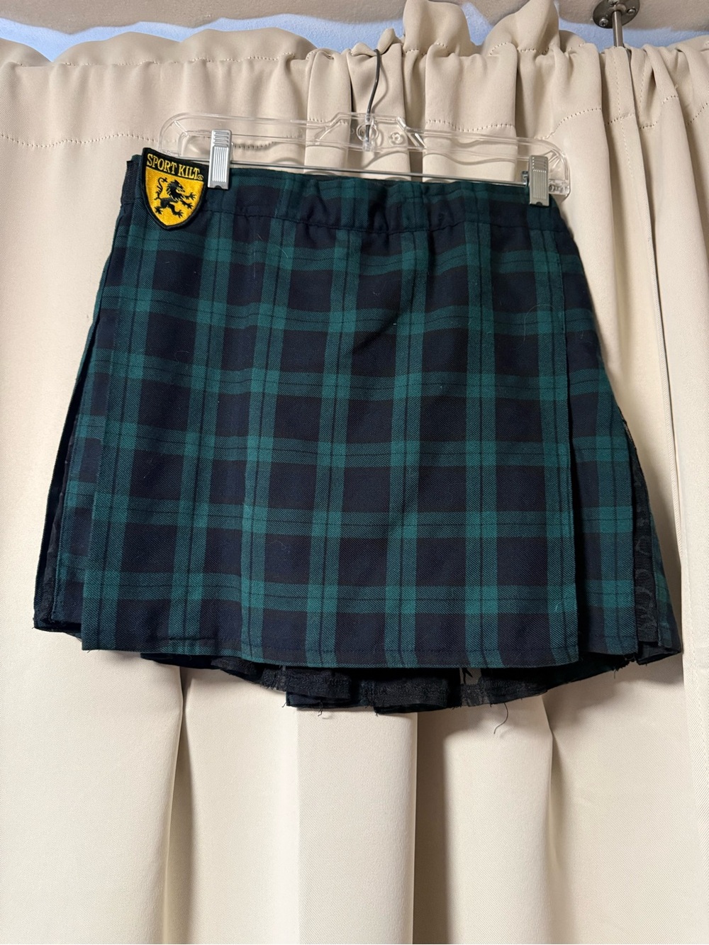 Sport Kilt Tartan Plaid Mini Skirt w back pleats and elastic waist